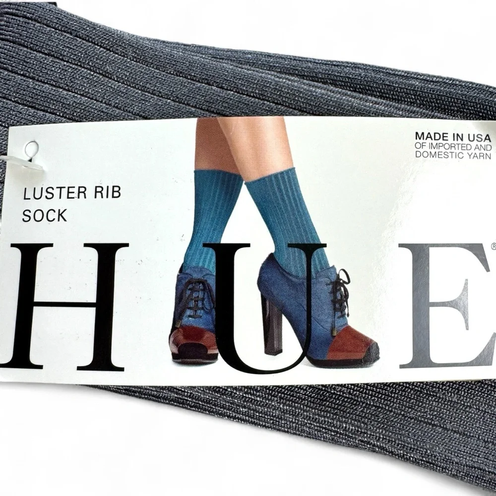 Hue Luster Rib Steel Gray Socks One Size‎ Fits Most Dress Socks